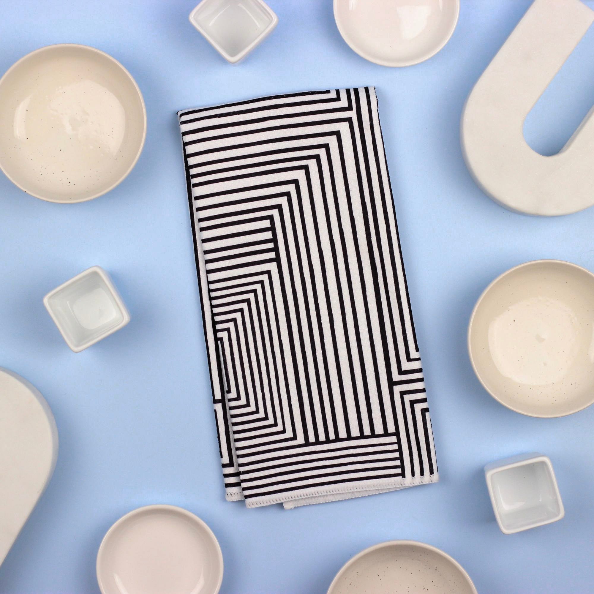 Mono Maze Dish Towel- 16''x24''