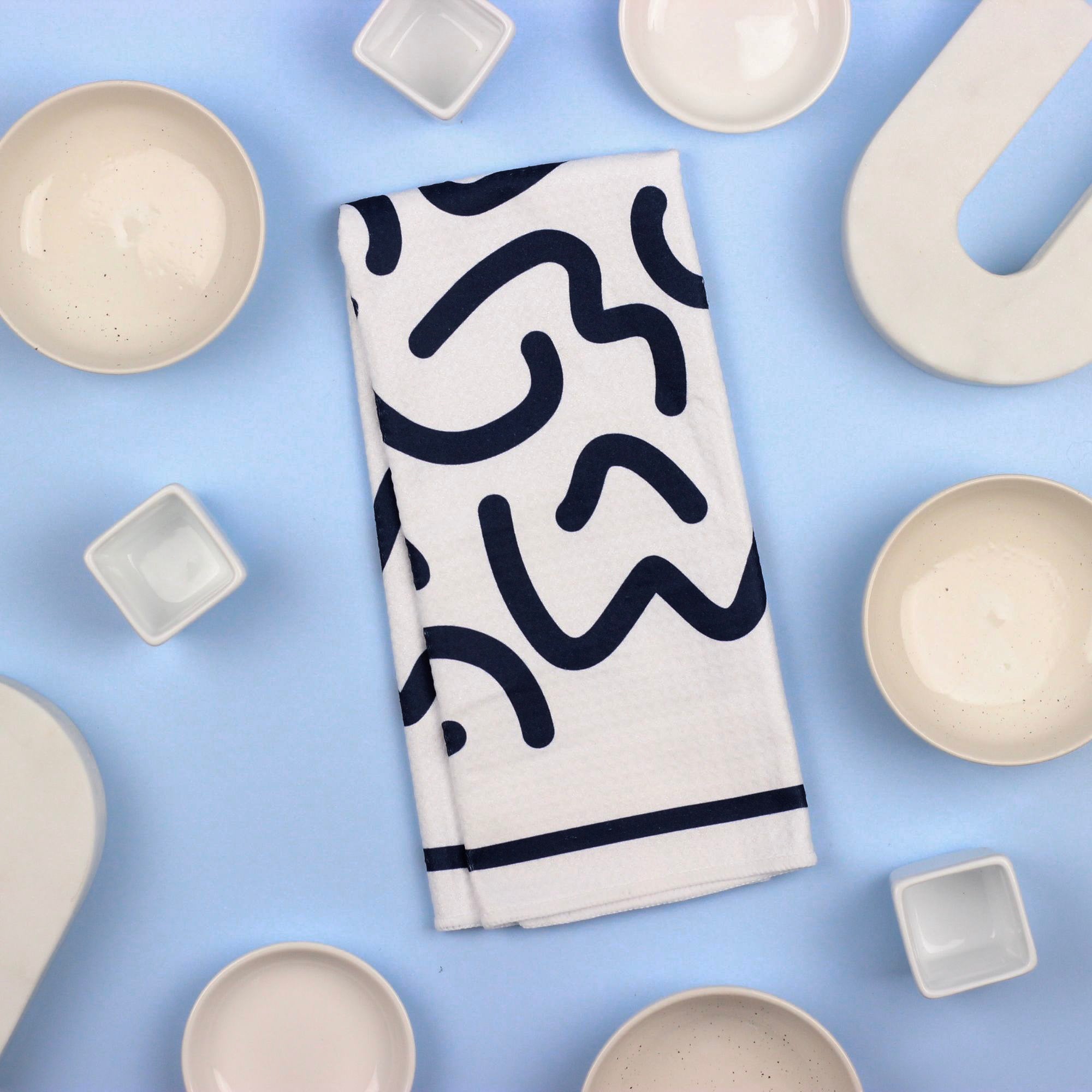 Blue Abstract Dish Towel - 16''x24''