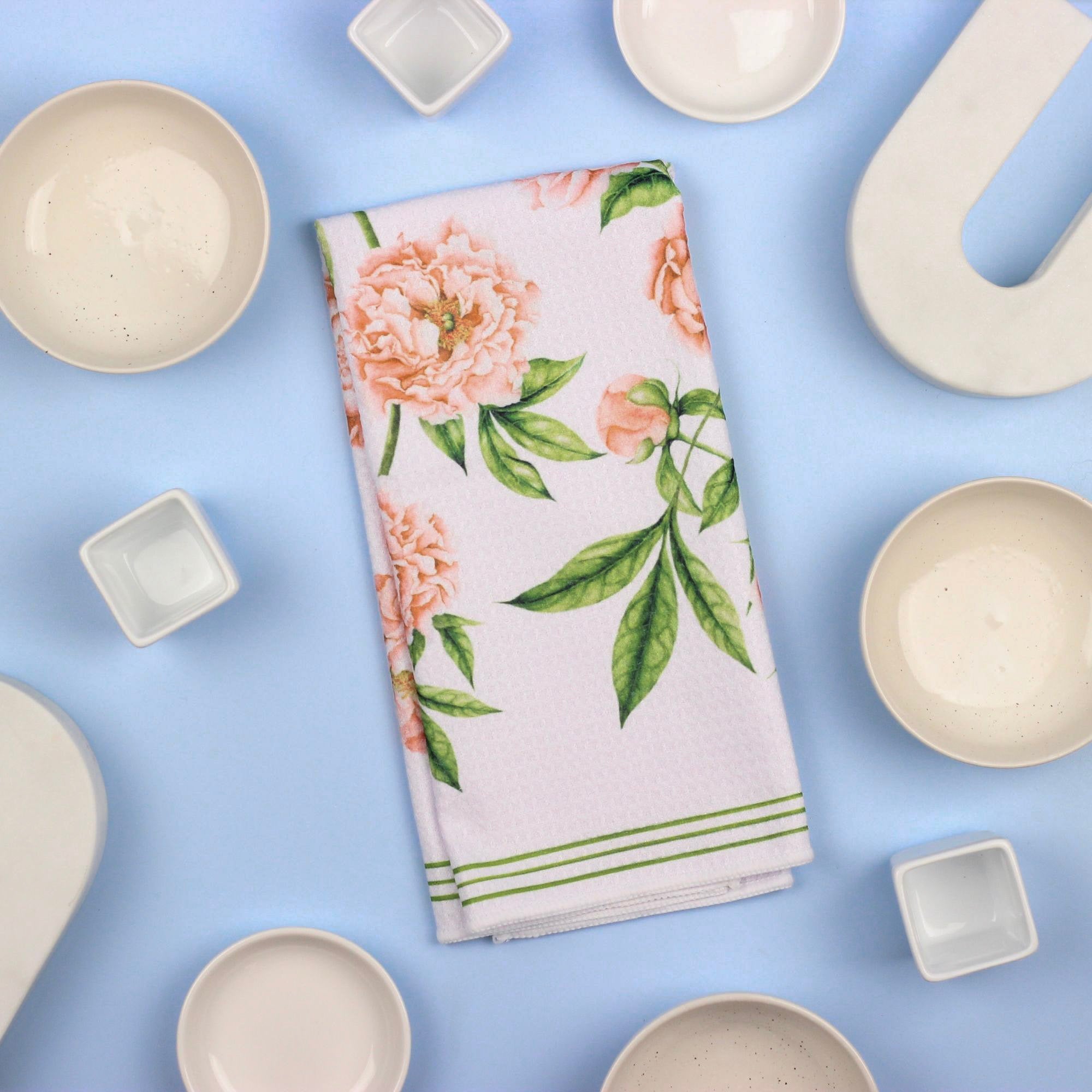 Peony Flower Dish Towel - 16''x24''